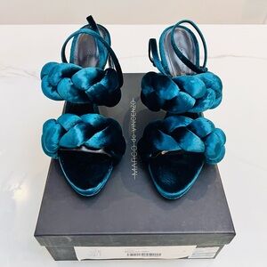 Marco De Vincenzo Dark-Green Velvet Rope Sandals 120MM